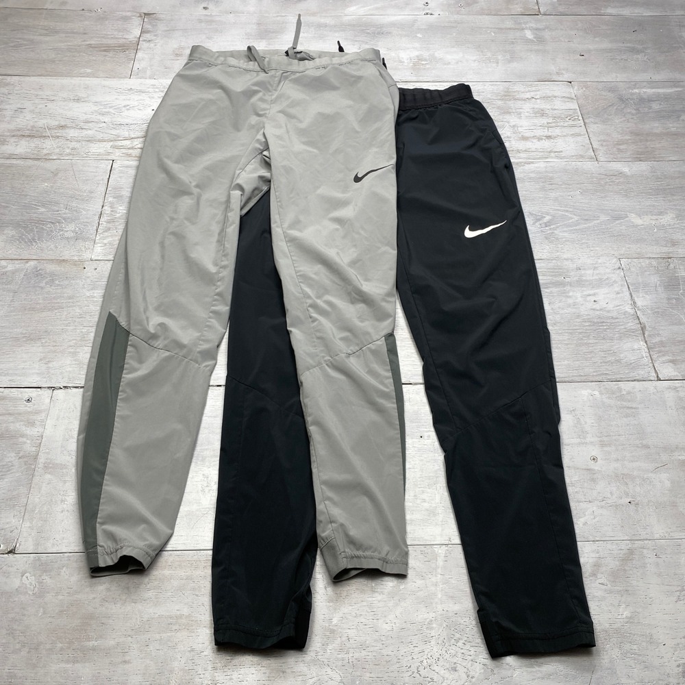 Nike Track Pants Bundle Mens Small Gray Black Tapered Joggers 2 Pack